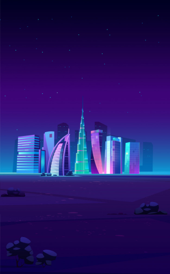 Dubai, uae skyline with world famous buildings Free Vector Dubai, uae skyline with world famous buildings Free Vector