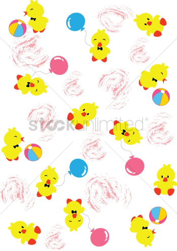 Duck with balloon and ball background Duck with balloon and ball background
