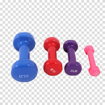Dumbbell Bodybuilding Physical exercise Physical fitness Barbell, Small colored dumbbells transparent background PNG clipart