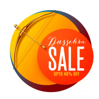 Dussehra festival sale banner with golden bow and arrow Free Vector Dussehra festival sale banner with golden bow and arrow Free Vector