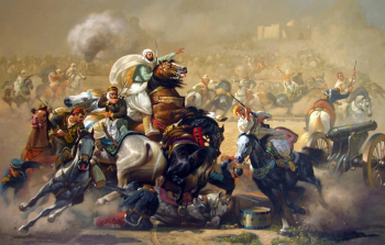 Dynamic Battle Scene of Historic Cavalry Charge Dynamic Battle Scene of Historic Cavalry Charge