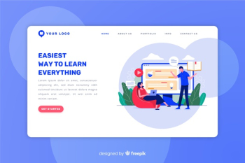 E-learning concept flat landing page Free Vector E-learning concept flat landing page Free Vector