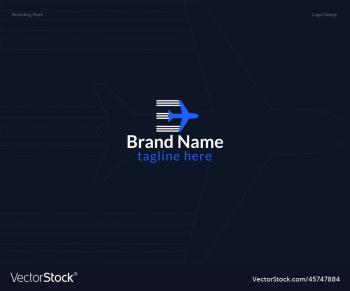 e letter logo design with airplane