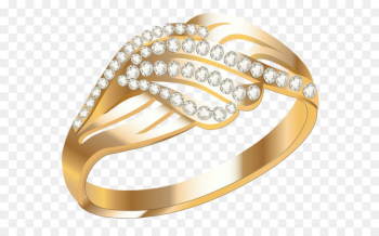 Earring Jewellery Wedding ring - Golden Ring with Diamonds PNG Clipart 