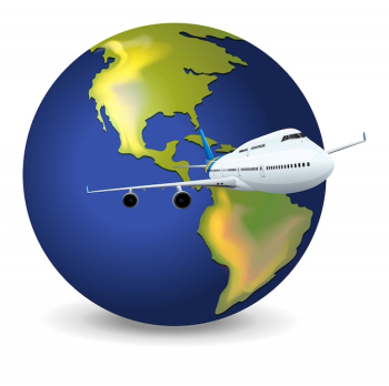 Earth globe and airplane Earth globe and airplane