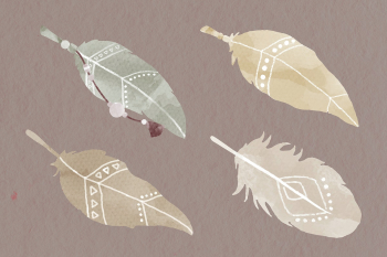 Earth tone Bohemian feather psd set Earth tone Bohemian feather psd set