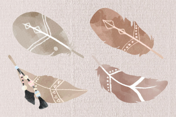 Earth tone Boho feather vector set Earth tone Boho feather vector set