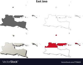East Java blank outline map set vector image