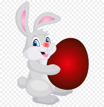 Easter Bunny Domestic rabbit Red Easter egg Clip art - Bunny with Easter Egg PNG Clip Art Image 