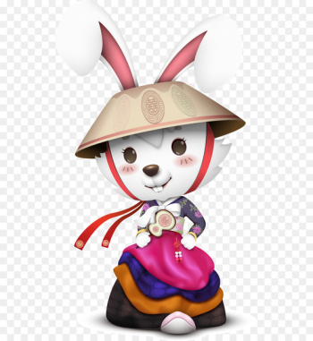 Easter Bunny Rabbit Cartoon Illustration - Hand-painted cartoon bunny cute clothes 