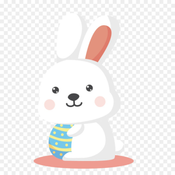 Easter Bunny Rabbit Cartoon Illustration - Vector Cute White Rabbit 