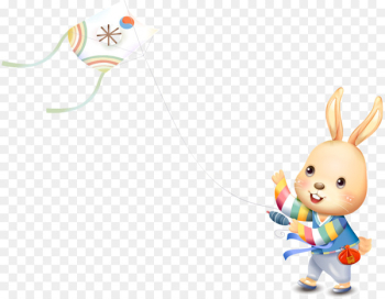 Easter Bunny Rabbit Drawing Cartoon - hand drawn cute cartoon rabbit fly a kite 