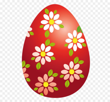 Easter Bunny Red Easter egg Clip art - Easter Red Egg with Flowers PNG Clipart Picture 
