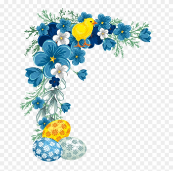 Easter Corner / Border - Blue Flower Border Png