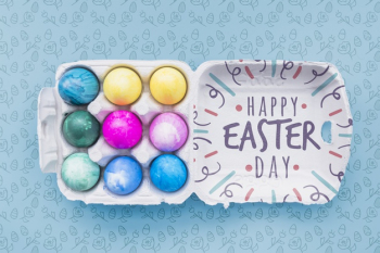 Easter mockup with colorful eggs Free Psd