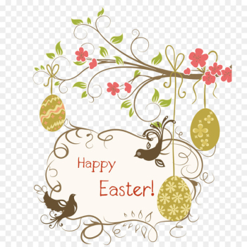 Easter postcard Easter egg Christmas card - Easter Decorative Vines Vector Elements 