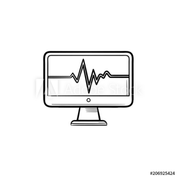 ECG monitor with heart beat hand drawn outline doodle icon ECG monitor with heart beat hand drawn outline doodle icon