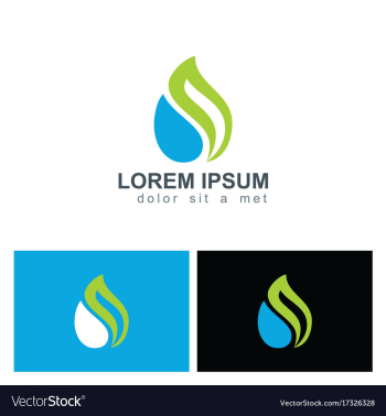 Eco green leaf water drop logo vector image Eco green leaf water drop logo vector image