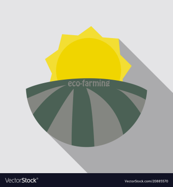 Ecologically clean field and sunrise icon vector image Ecologically clean field and sunrise icon vector image