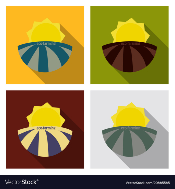 Ecologically clean field and sunrise icon vector image Ecologically clean field and sunrise icon vector image