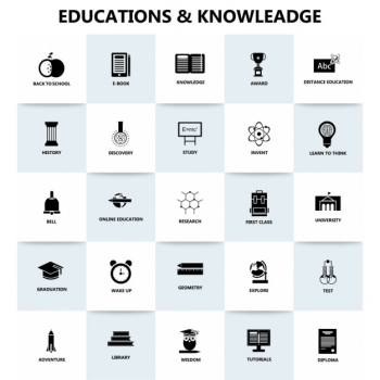 Education and knowledge, icons Education and knowledge, icons