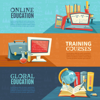 Education online courses banners set