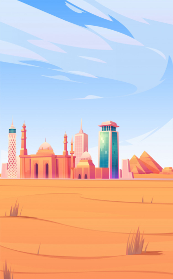 Egypt landmarks, cairo city skyline mobile screen Free Vector Egypt landmarks, cairo city skyline mobile screen Free Vector