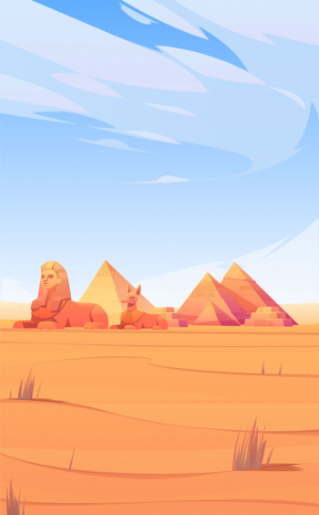 Egyptian desert with pyramids, sphinx and anubis Free Vector Egyptian desert with pyramids, sphinx and anubis Free Vector