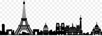 Eiffel Tower Skyline Silhouette Illustration - Paris PNG Image 