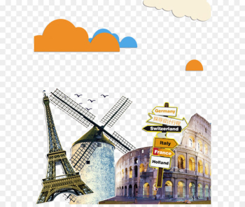 Eiffel Tower Tourism Travel - Tourist travel poster elements 