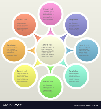 Eight part color business infographics template vector image Eight part color business infographics template vector image