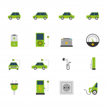 Electric car icon set Free Vector Electric car icon set Free Vector