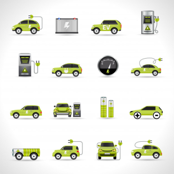 Electric car icons Electric car icons
