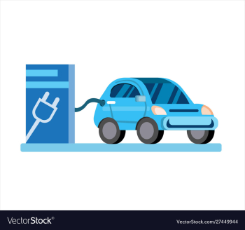Electric car with charging station vector image Electric car with charging station vector image