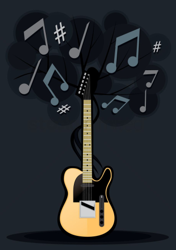 Electric guitar with music notes Electric guitar with music notes