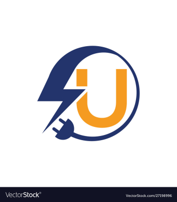 Electrical sign with letter u vector image Electrical sign with letter u vector image