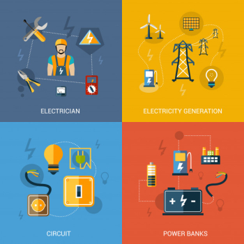 Electricity flat set Free Vector Electricity flat set Free Vector