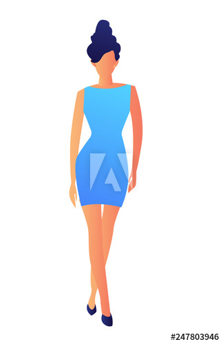Elegant attractive fashion model representing new dress and posing vector illustration