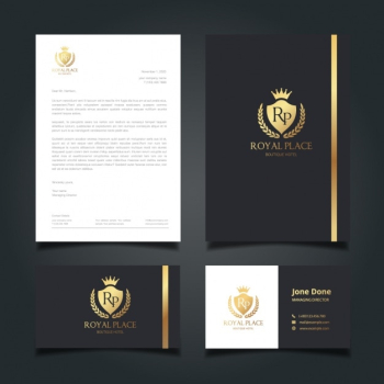 Elegant black and gold corporate identity