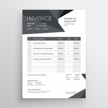 Elegant black business invoice template Free Vector