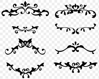 Elegant black ornamental frame png sticker collection Elegant black ornamental frame png sticker collection