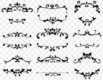 Elegant black ornamental frame png sticker set Elegant black ornamental frame png sticker set