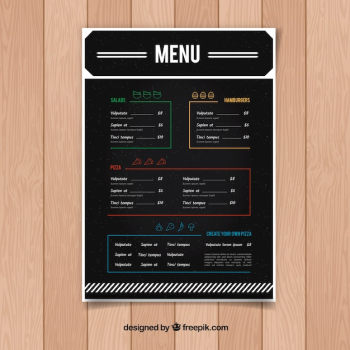 Elegant black restaurant menu Elegant black restaurant menu