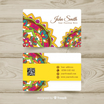 Elegant business card template with mandala design