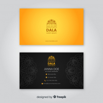 Elegant business card with mandala design