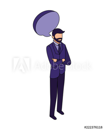 elegant businessman with speech bubble character elegant businessman with speech bubble character
