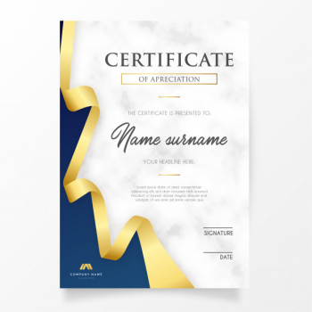 Elegant certificate with golden ribbon Free Vector