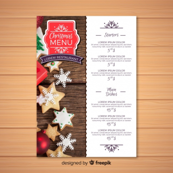 Elegant christmas menu template with photo Elegant christmas menu template with photo