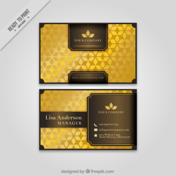 Elegant corporative card with golden floral shapes