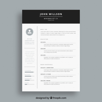 Elegant curriculum template with minimalist style